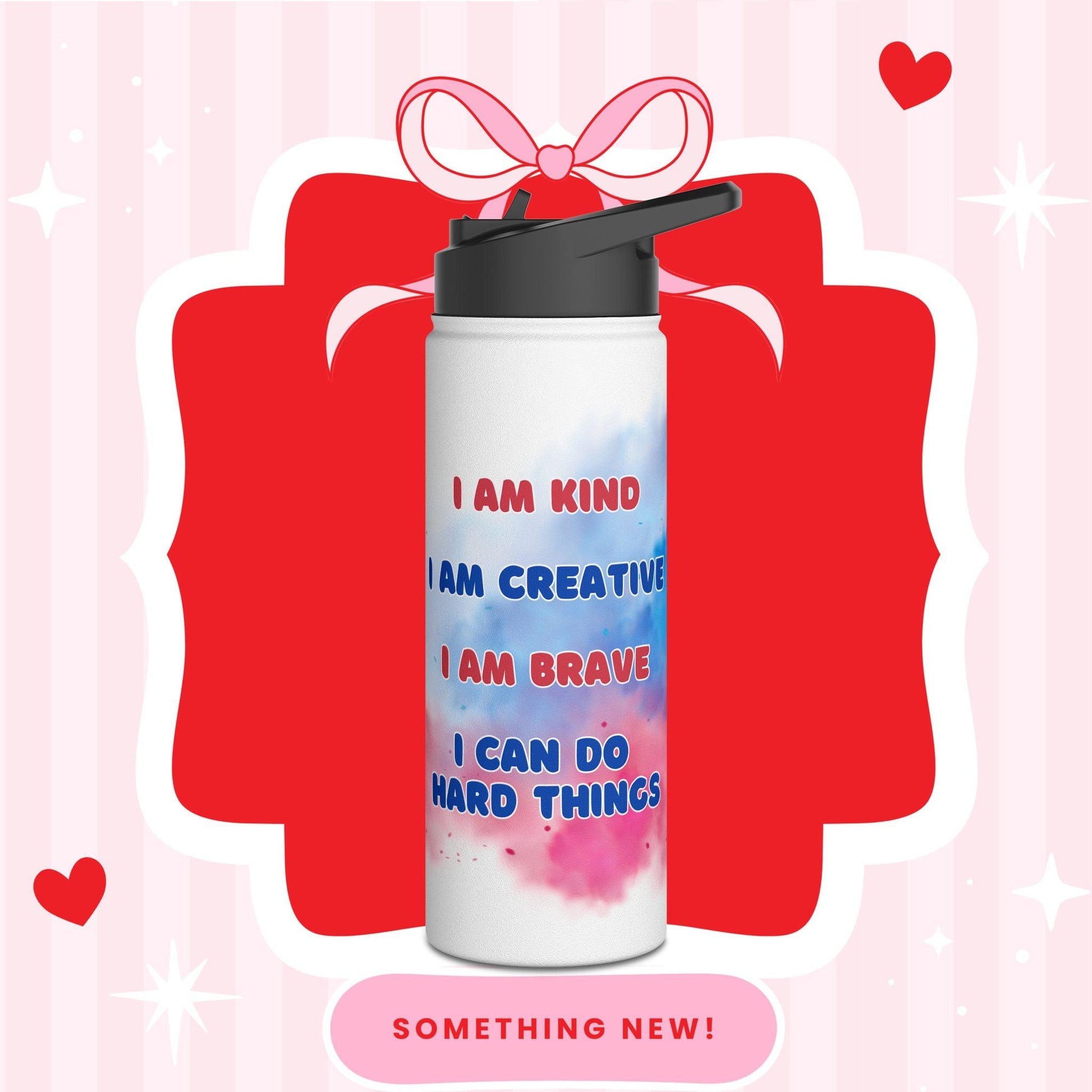 I Can Do Hard Things Stainless Steel Water Bottle - Personalizable - Whippie's