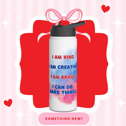 I Can Do Hard Things Stainless Steel Water Bottle - Personalizable - Whippie's