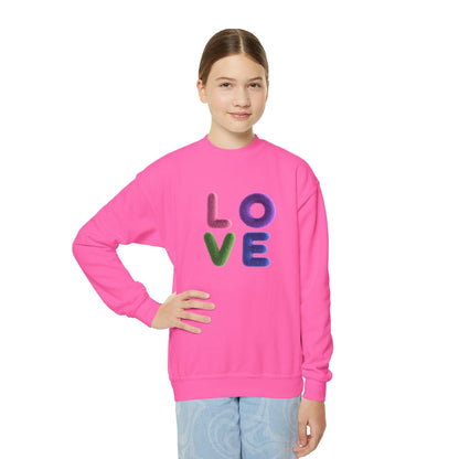 Fuzzy Love Sweatshirt - Youth Crewneck Sweatshirt- Spread the Love ❤️ - Whippie's