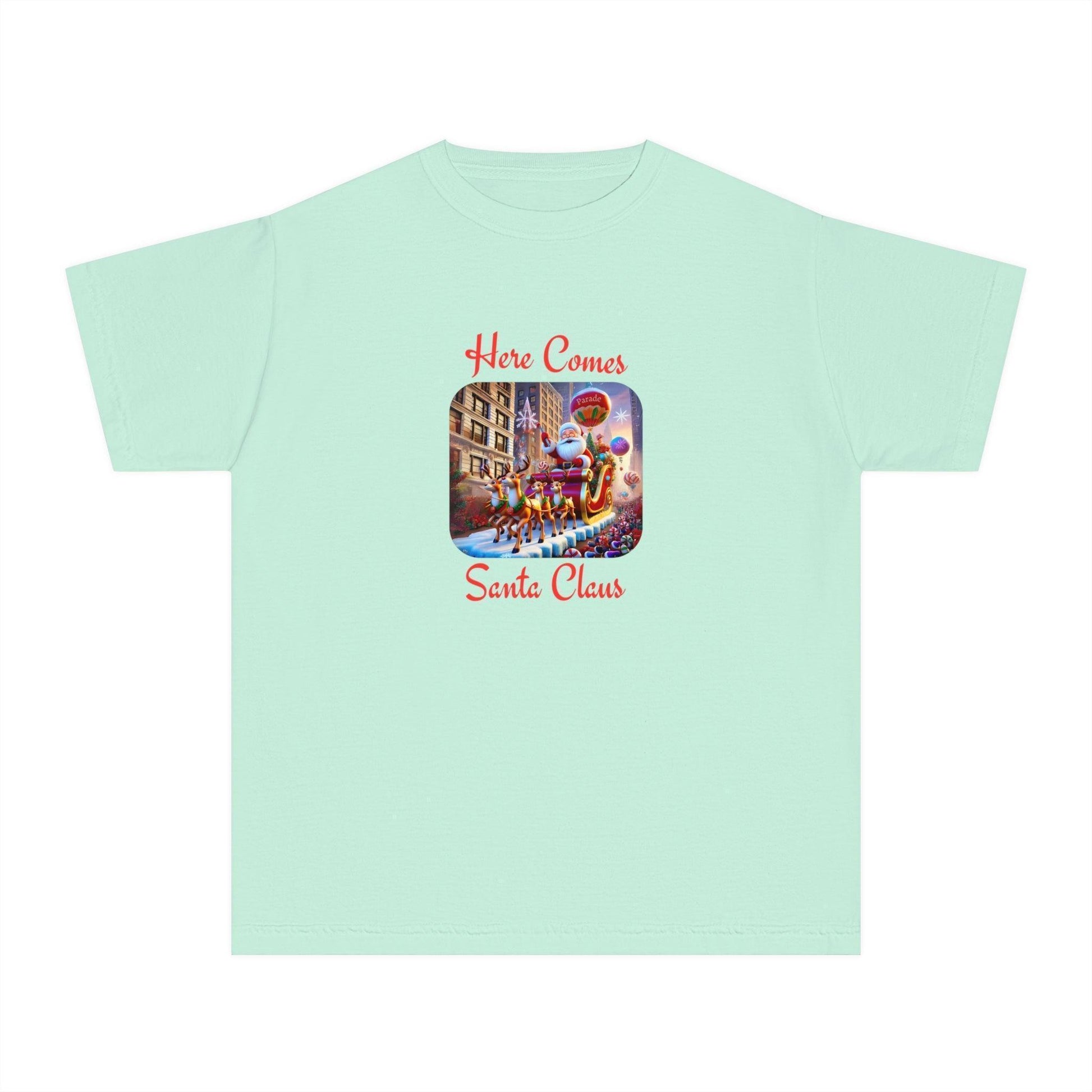 🎅 Here Comes Santa Claus 🎄 Youth Midweight Tee ✨ - Whippie's