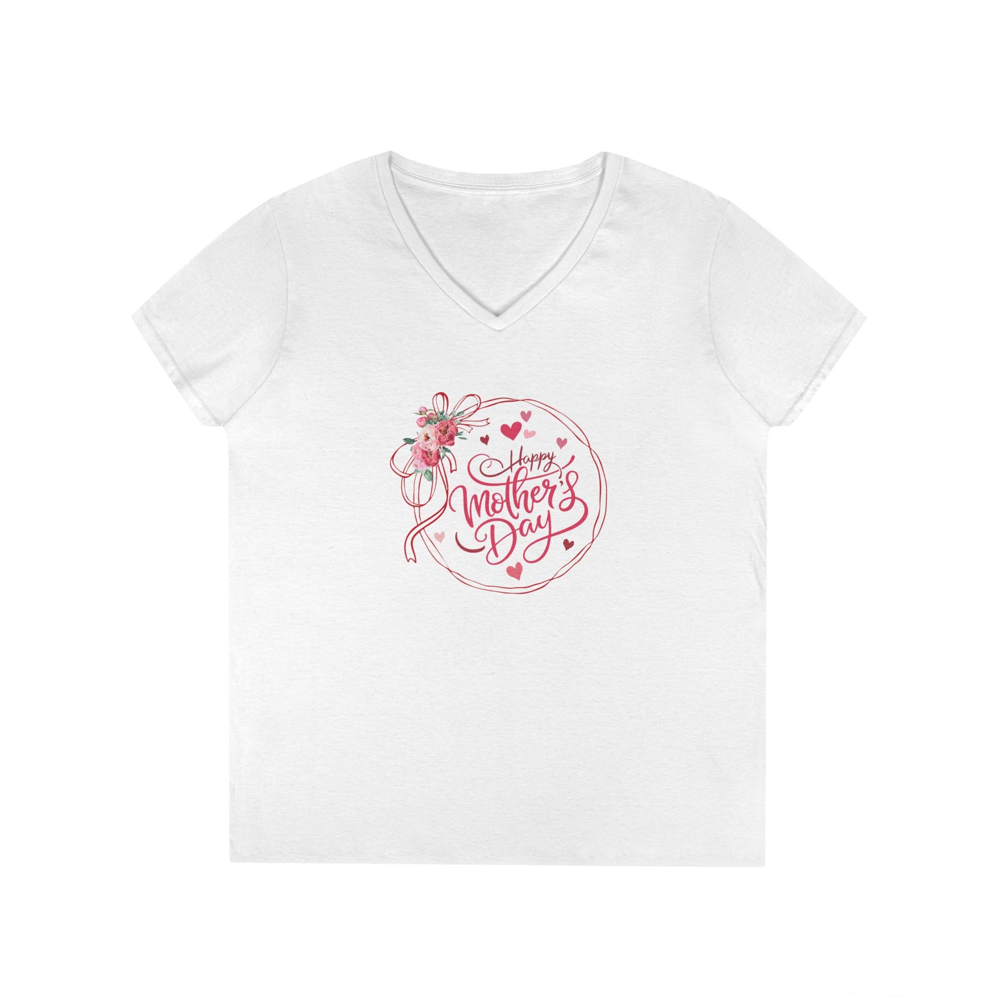 Happy Mother's Day Peonies V-Neck T-Shirt - Whippie's