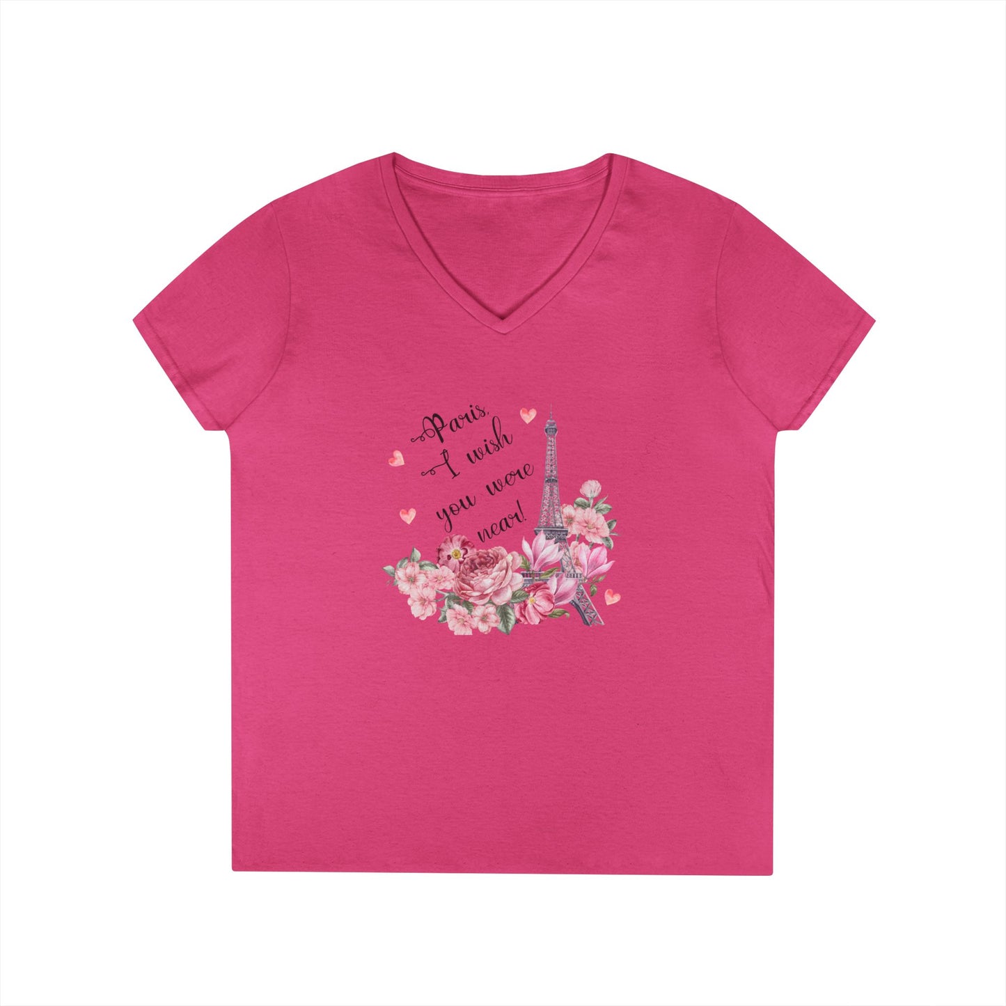 Paris, I Wish You Were Near! Women's V-neck Tee - Whippie's