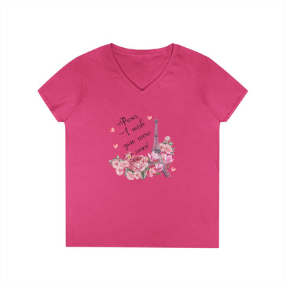 Paris, I Wish You Were Near! Women's V-neck Tee - Whippie's