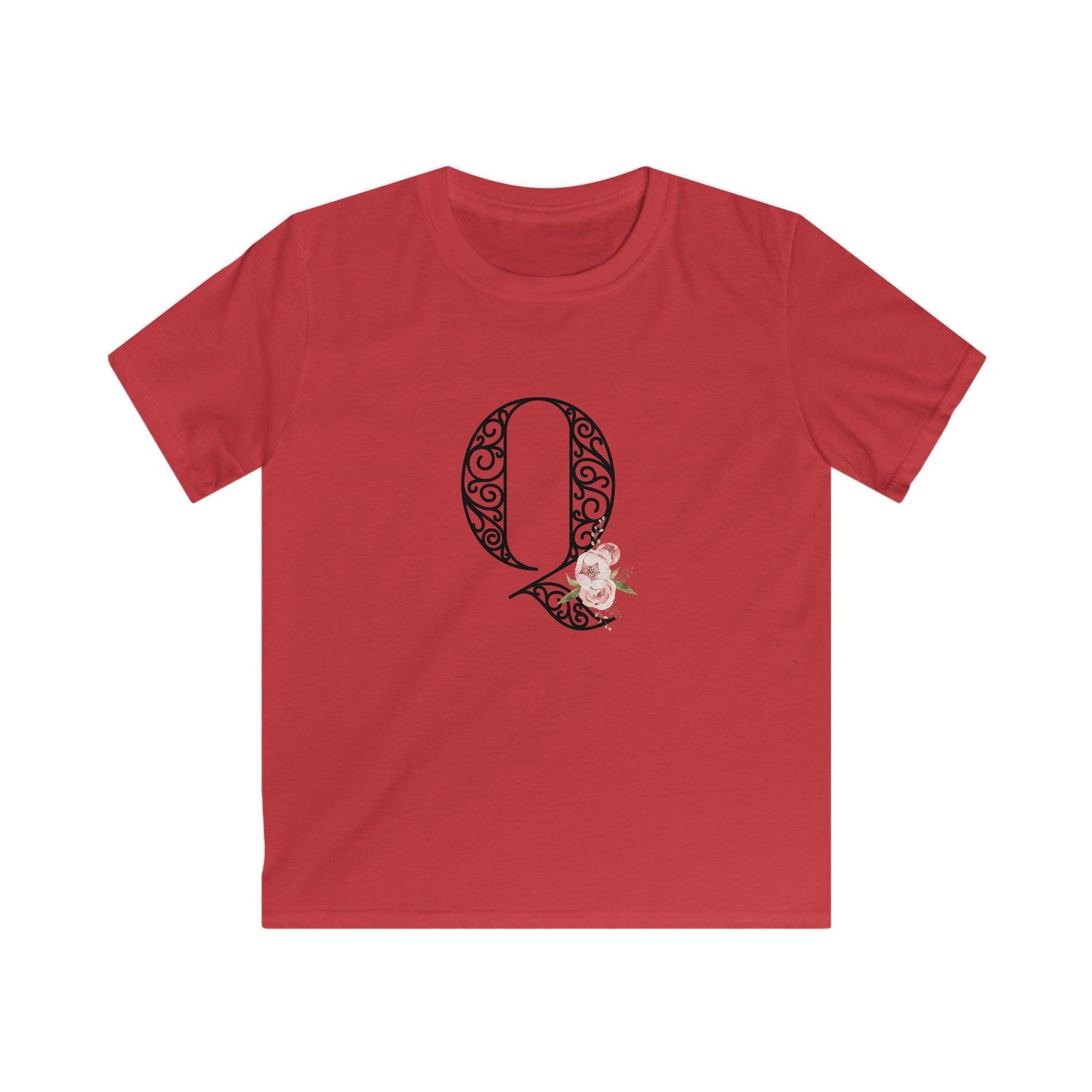 Floral Letters: Letter Q - Kids Softstyle Tee - Whippie's
