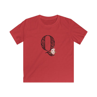 Floral Letters: Letter Q - Kids Softstyle Tee - Whippie's