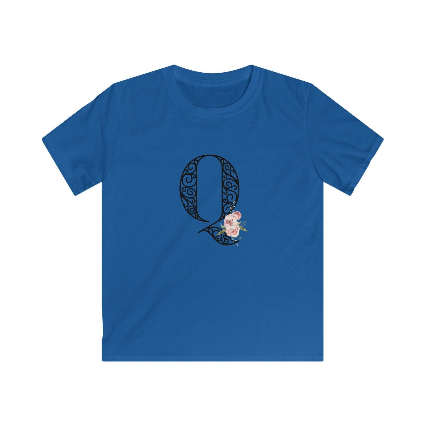 Floral Letters: Letter Q - Kids Softstyle Tee - Whippie's