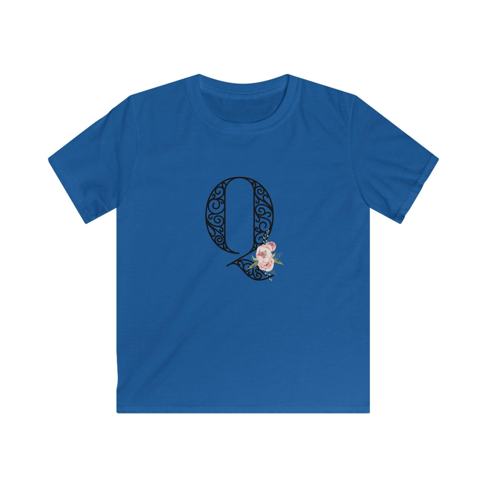 Floral Letters: Letter Q - Kids Softstyle Tee - Whippie's