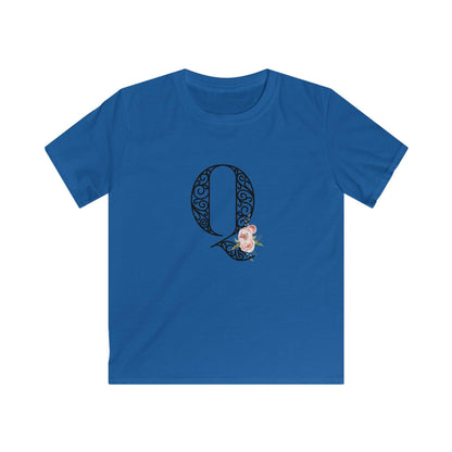 Floral Letters: Letter Q - Kids Softstyle Tee - Whippie's