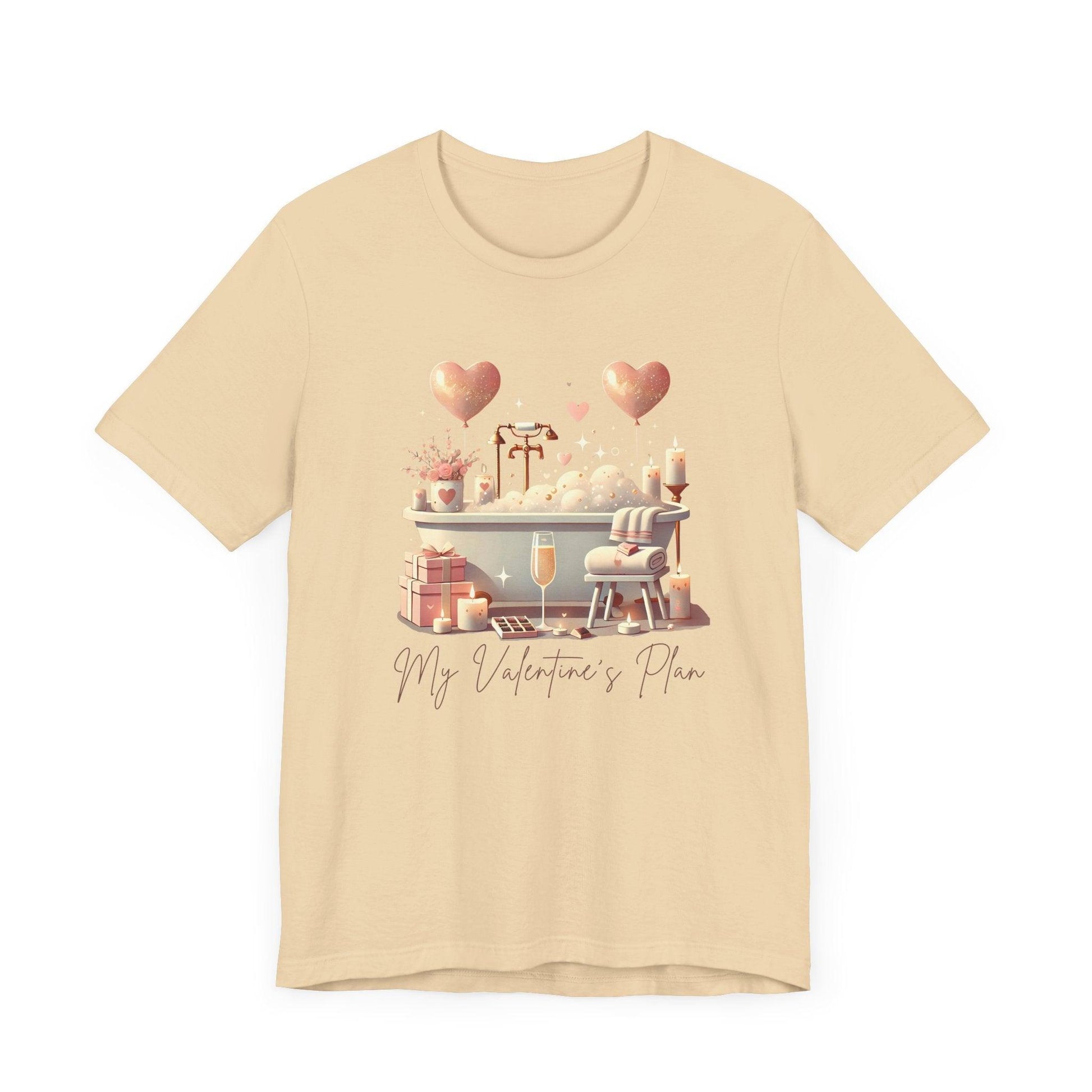 💖 My Valentine's Plan 🛁 Unisex Jersey Tee ✨ Romance, Relaxation, and a Touch of Whimsy! - Whippie's