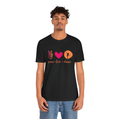 Peace, Love & Dance Unisex Jersey Tee - ✌️❤️💃 Express Yourself Through Movement! 💃❤️✌️ - Whippie's