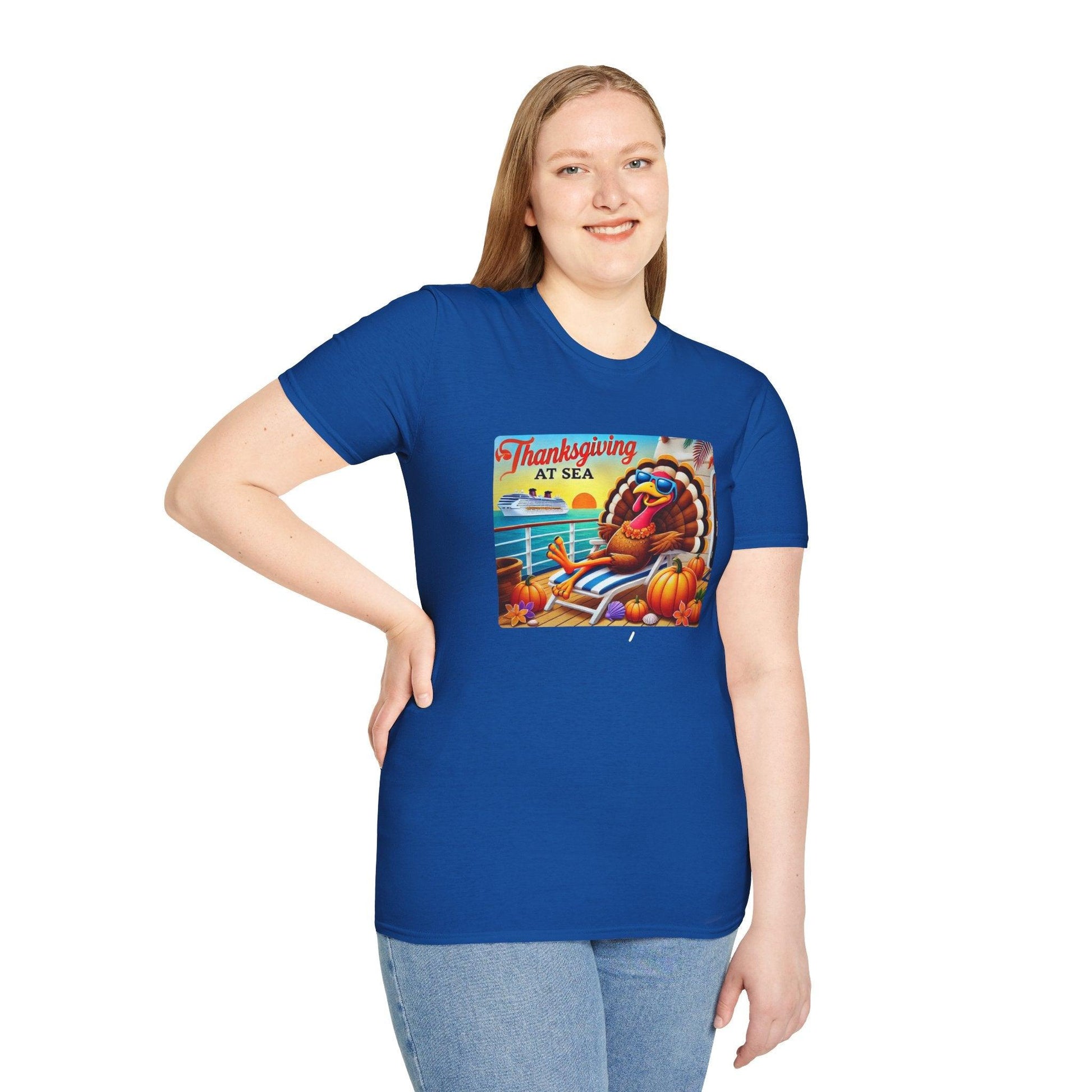 Turkey on Vacation - Gobble 'til You Wobble on the Open Seas! 🦃🚢 Unisex T-Shirt 🍂 - Whippie's