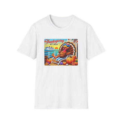 Turkey on Vacation - Gobble 'til You Wobble on the Open Seas! 🦃🚢 Unisex T-Shirt 🍂 - Whippie's