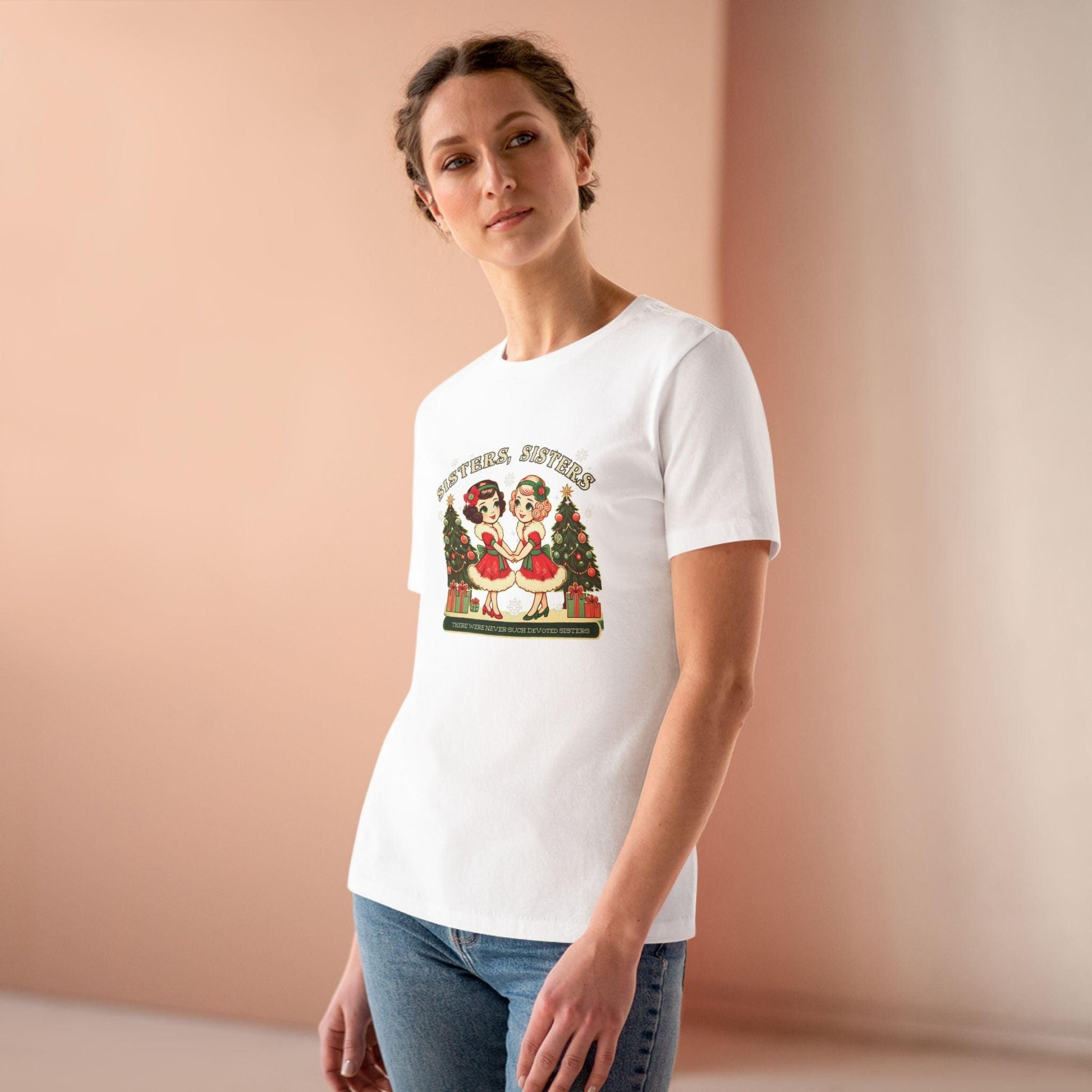 Sisters, Sisters (Blonde & Brunette Sisters) There Were Never Such Devoted Sisters! 👭🏻‍🤝‍👭🏼🎄 - Women's Softstyle Tee - Whippie's