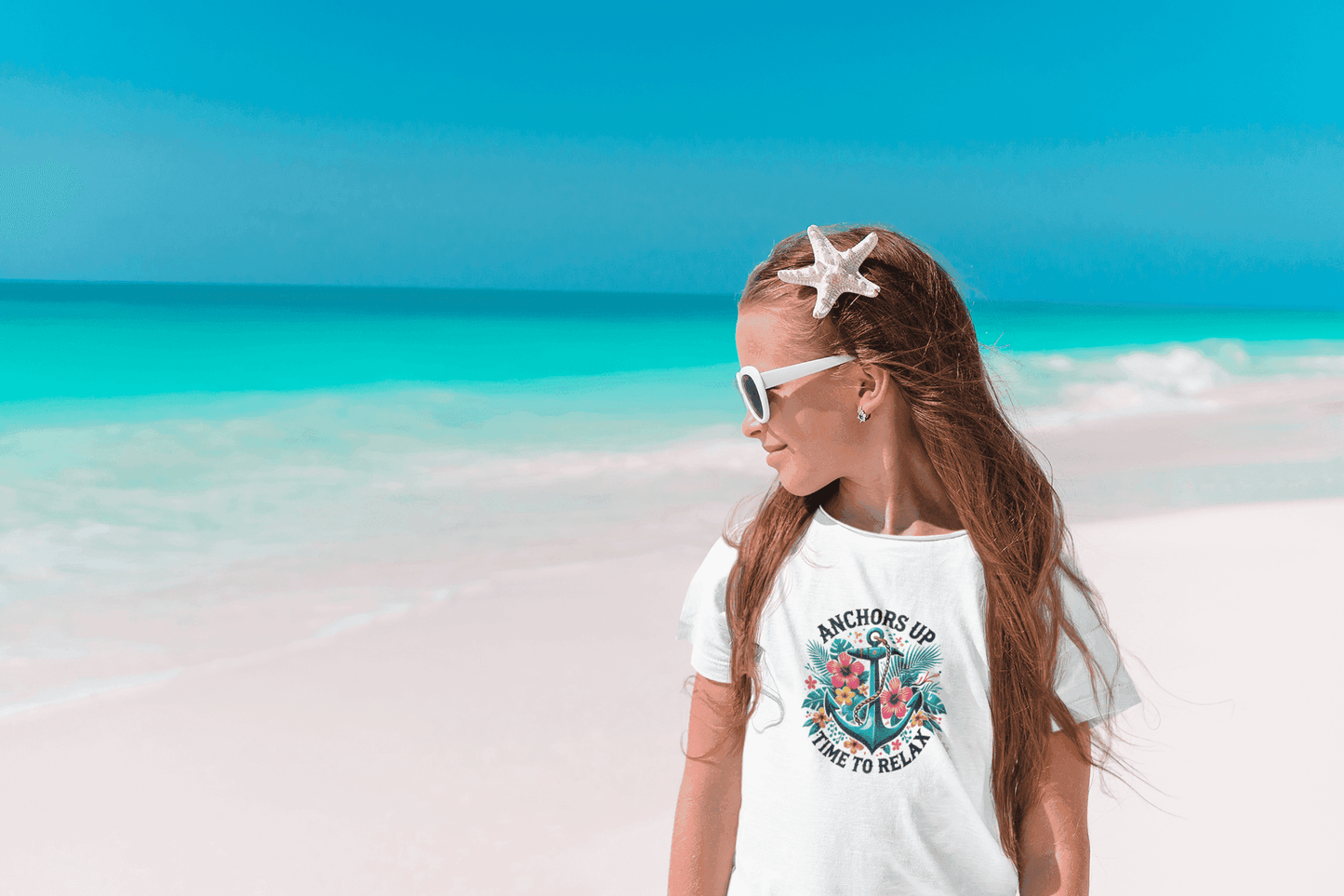 Anchors Up - Time to Relax Kids' Unisex Tee! 🌺⚓️ - Whippie's