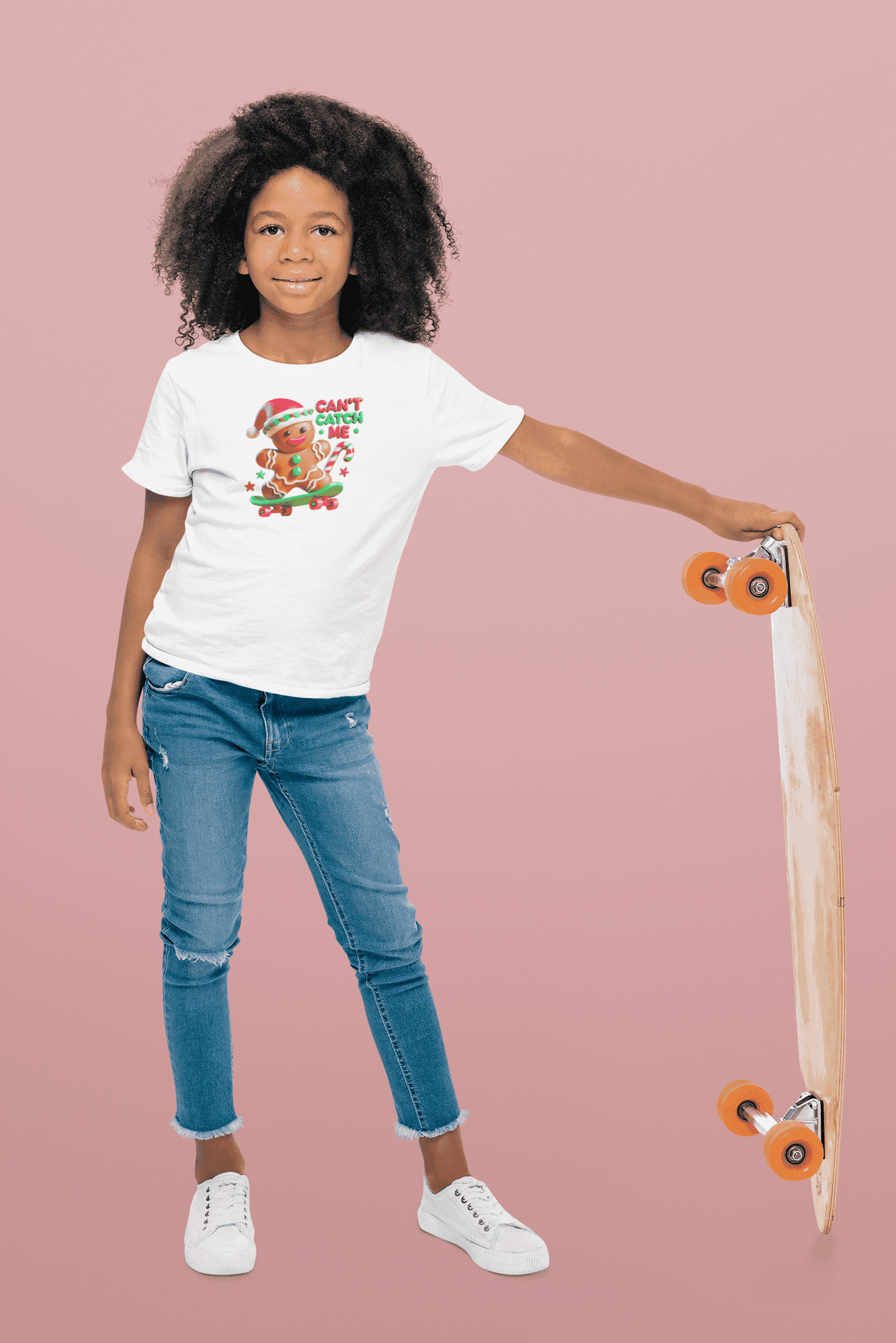 Can't Catch Me! Kids' Tee Gingerbread Man on a Skateboard 🛹💨 - Whippie's
