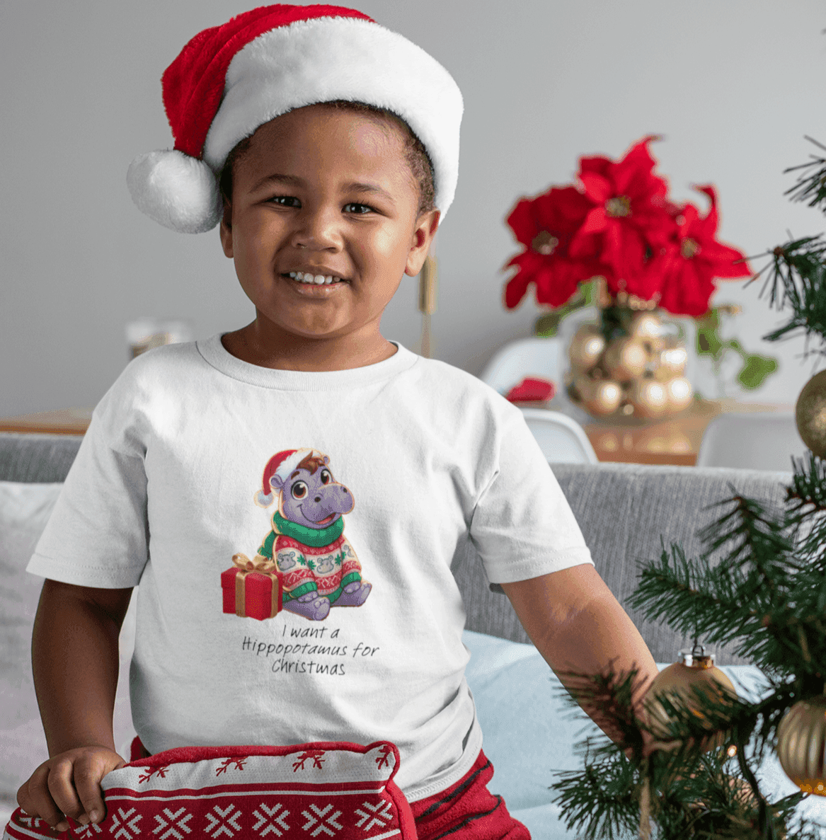 I Want a Hippopotamus for Christmas 🦛🎄 Boy Hippo - Kids' Tee! 🎁✨ - Whippie's