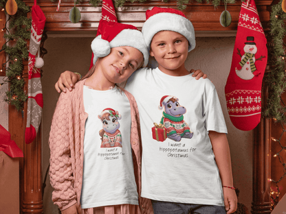 I Want a Hippopotamus for Christmas 🦛🎄 Girl Hippo - Kids' Tee! 🎁✨ - Whippie's