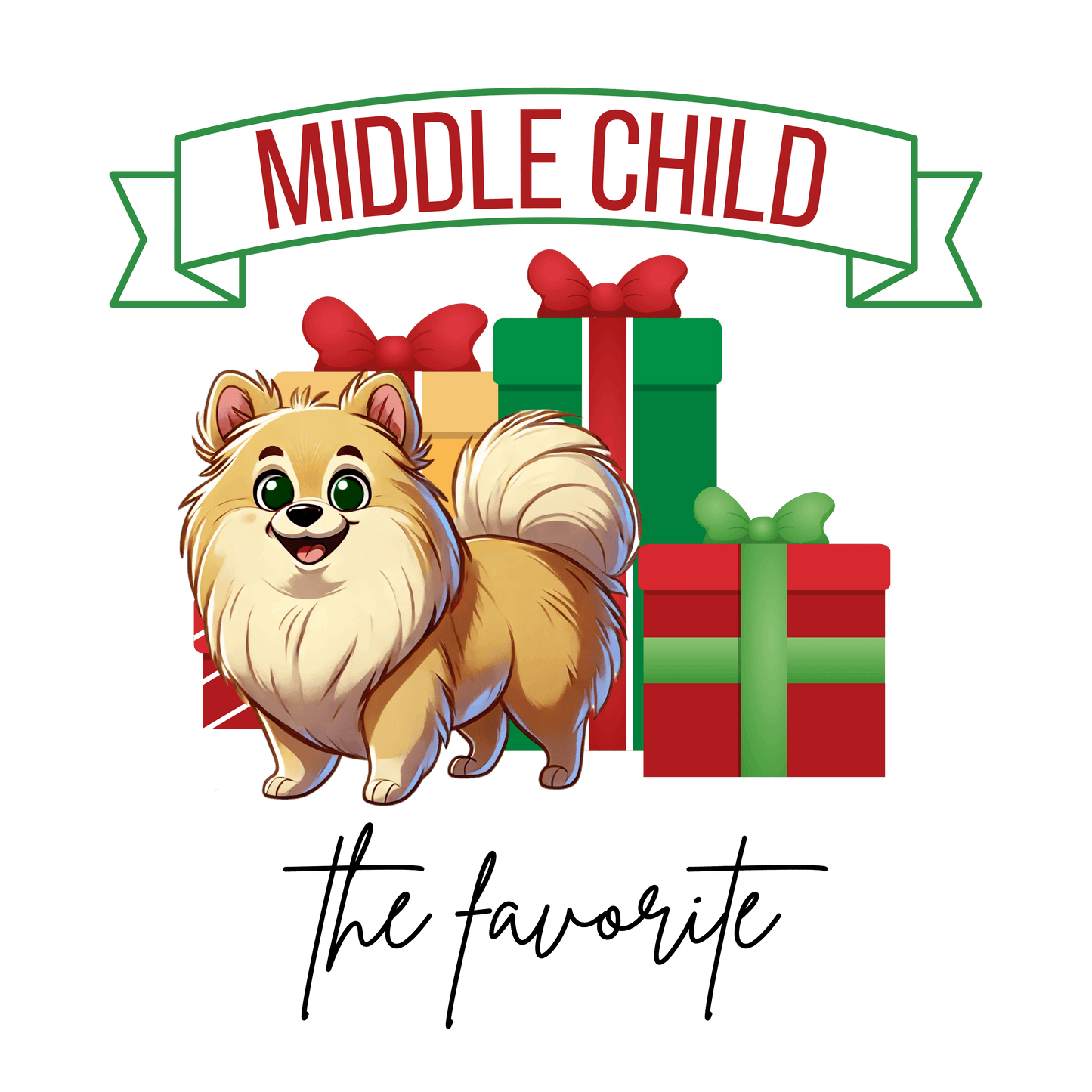 Middle Child, The Favorite 🎁🐶 Pomeranian - Unisex Tee! 🎁👑 - Whippie's
