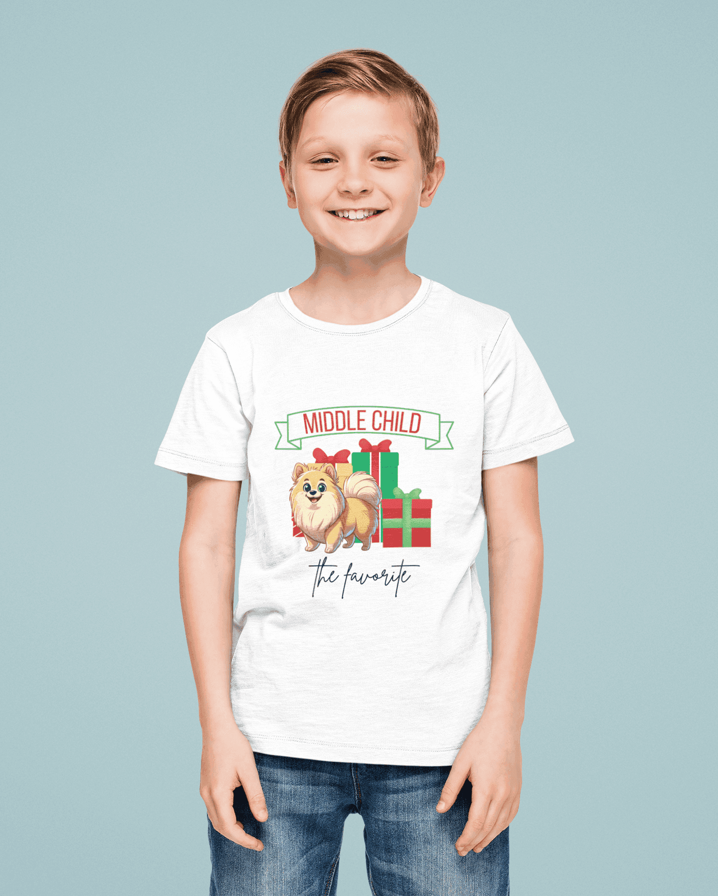 Middle Child, The Favorite 🎁🐶 Pomeranian - Kids' Tee! 🎁👑 - Whippie's