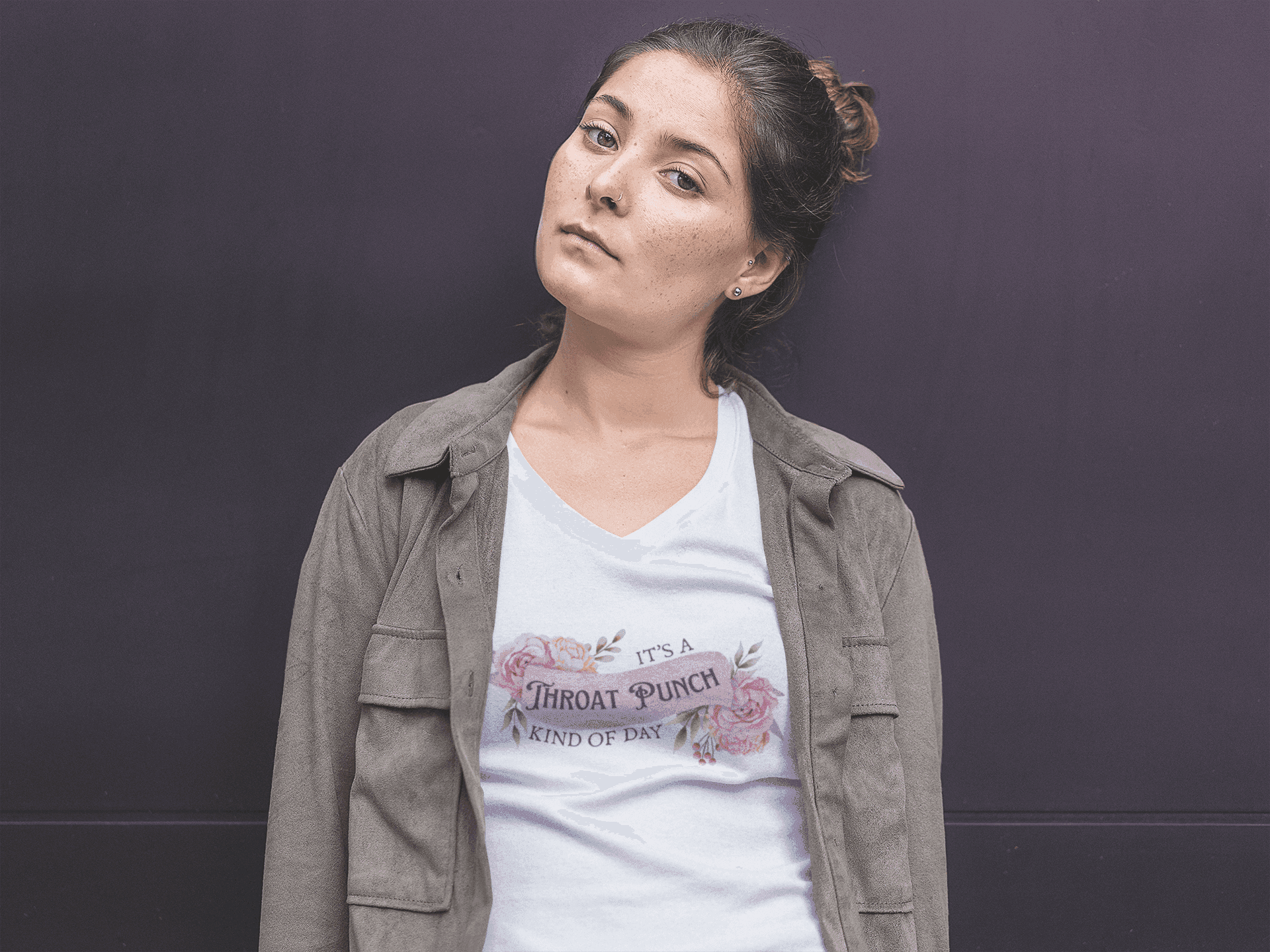 It's a Throat Punch Kind of Day 🌸👊 Unisex Jersey Short Sleeve V-Neck Tee - Whippie's