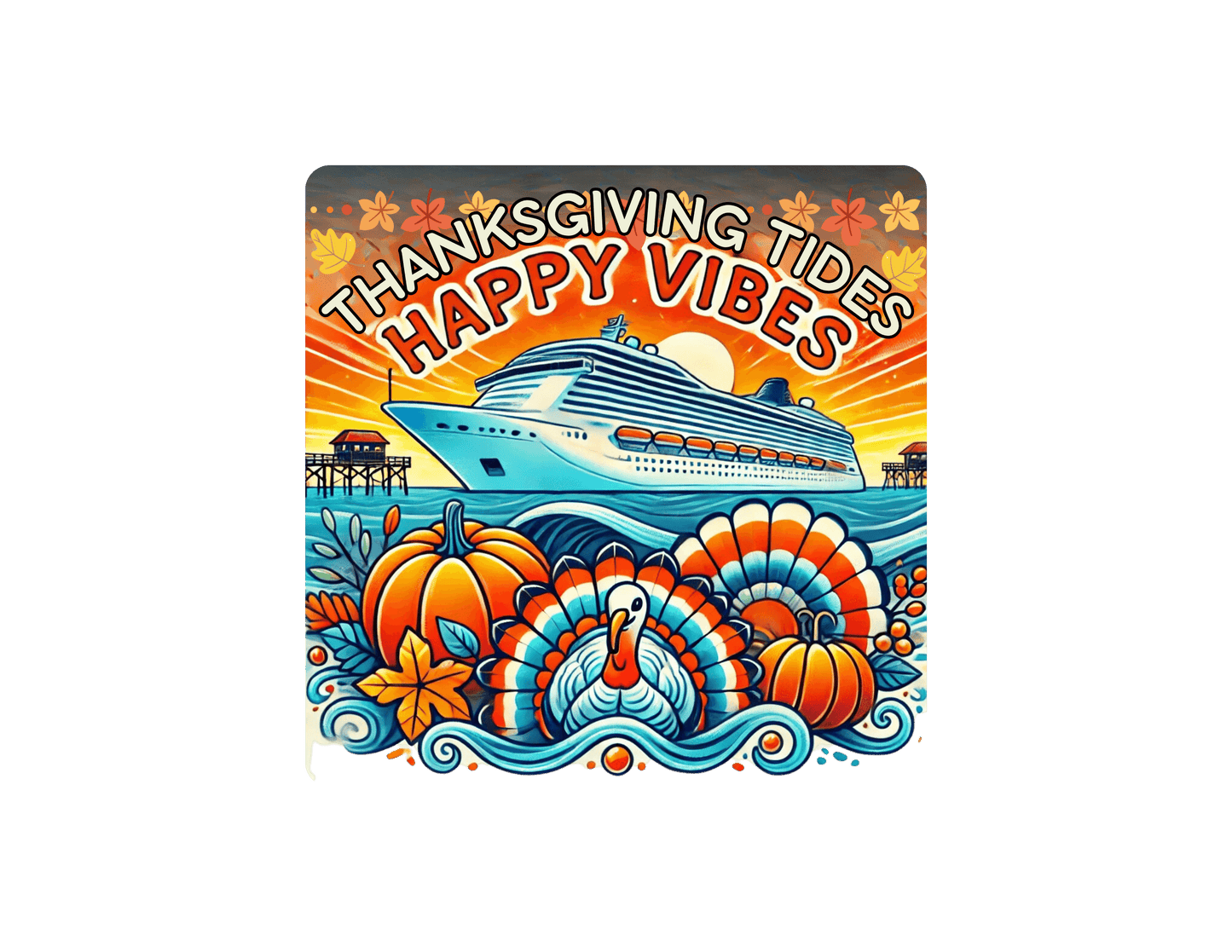 Thanksgiving Tides, Happy Vibes - Unisex T-Shirt - Whippie's