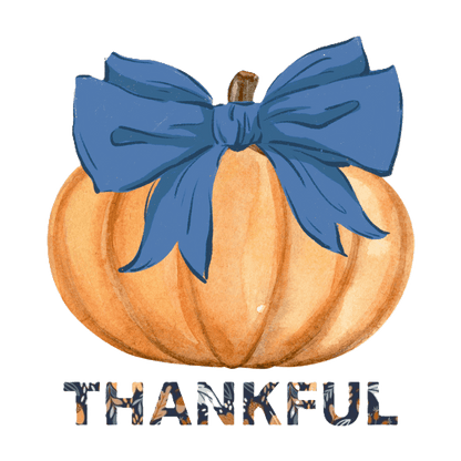 Thankful Pumpkin - Blue Bow - Kids Tee 💙🎃 - Whippie's