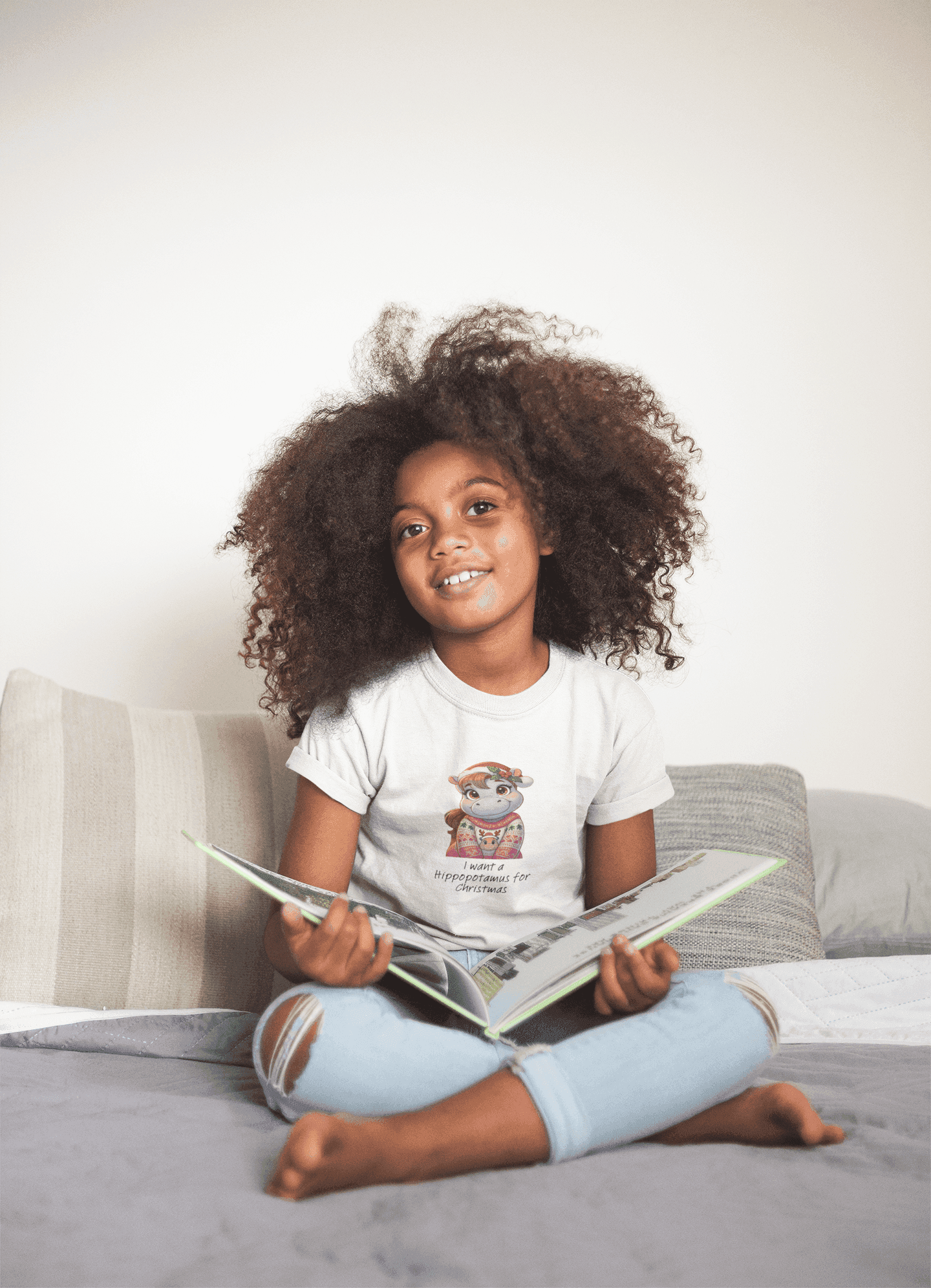 I Want a Hippopotamus for Christmas 🦛🎄 Girl Hippo - Kids' Tee! 🎁✨ - Whippie's
