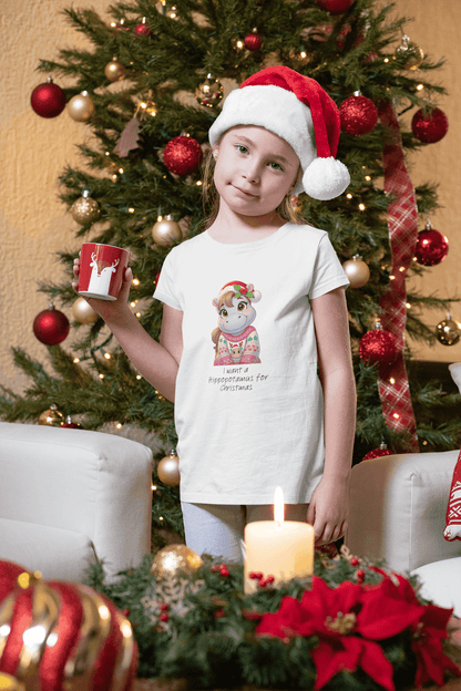 I Want a Hippopotamus for Christmas 🦛🎄 Girl Hippo - Kids' Tee! 🎁✨ - Whippie's