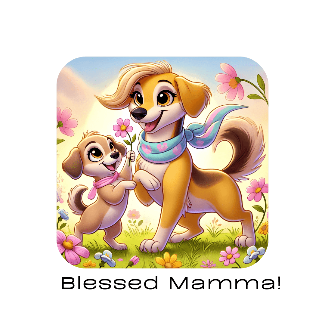 Blessed Mamma - Dog and Puppy 🐶💐 Ladies' V-Neck Tee 💖 - Whippie's