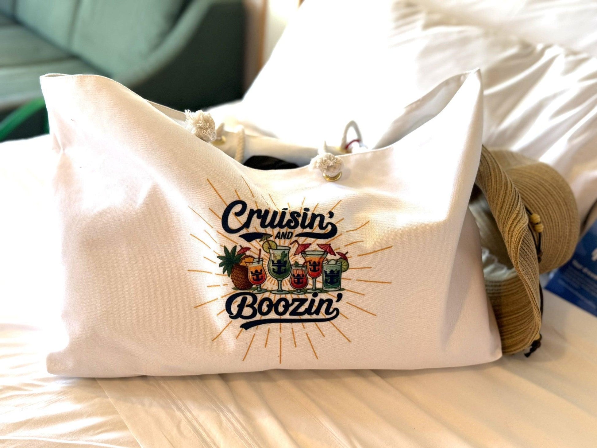 Cruisin' & Boozin' Oversized Weekender Tote Bag 🍹👜 - Whippie's