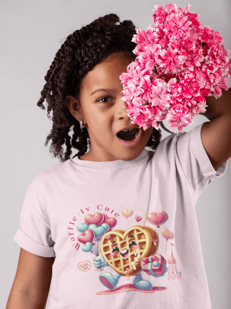 🧇 Waffle-ly Cute! 💖 Kids Softstyle Tee ✨ Spread the love this Valentine's Day! - Whippie's