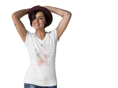 🍷 Roses Are Red... I'm Drinking Wine! 🌹 Ladies' V-Neck Tee - Relax, unwind, and enjoy the finer things.