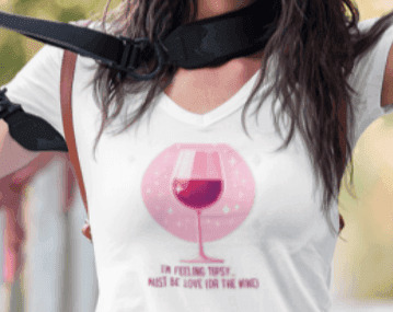 💖 I'm Feeling Tipsy... Must Be Love (or the Wine) 🍷 Ladies' V-Neck Tee ✨ Celebrate love and wine! - Whippie's