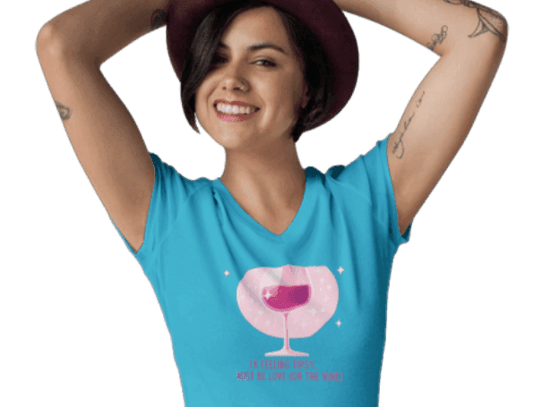 💖 I'm Feeling Tipsy... Must Be Love (or the Wine) 🍷 Ladies' V-Neck Tee ✨ Celebrate love and wine! - Whippie's