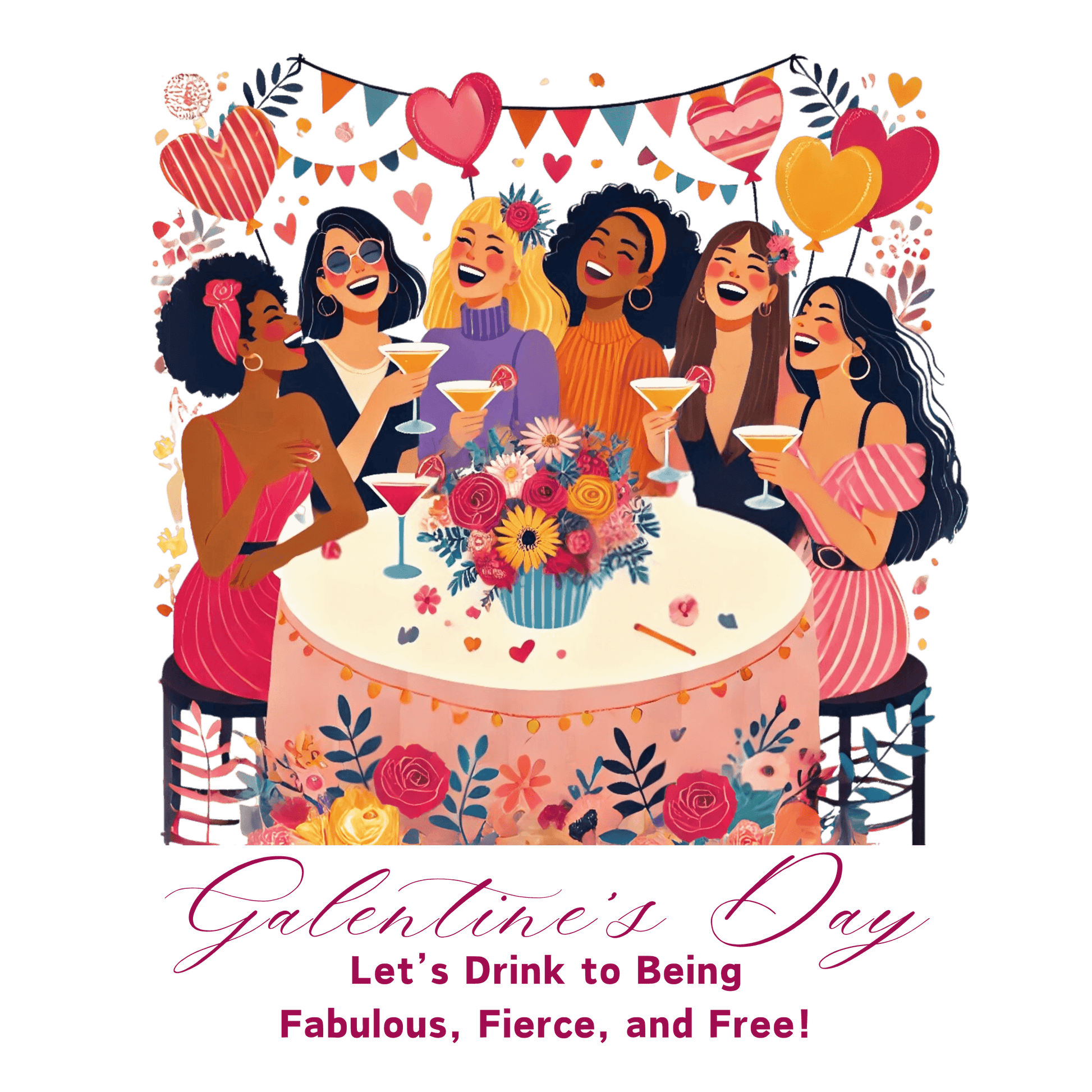 💖 Galentine's Day: Fabulous, Fierce & Free! 🥂 Ladies' V-Neck Tee ✨ Celebrate the power of female friendship! - Whippie's