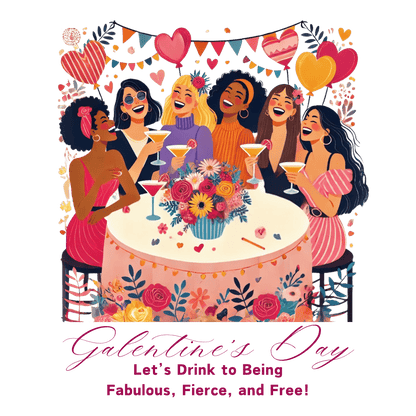 💖 Galentine's Day: Fabulous, Fierce & Free! 🥂 Ladies' V-Neck Tee ✨ Celebrate the power of female friendship! - Whippie's