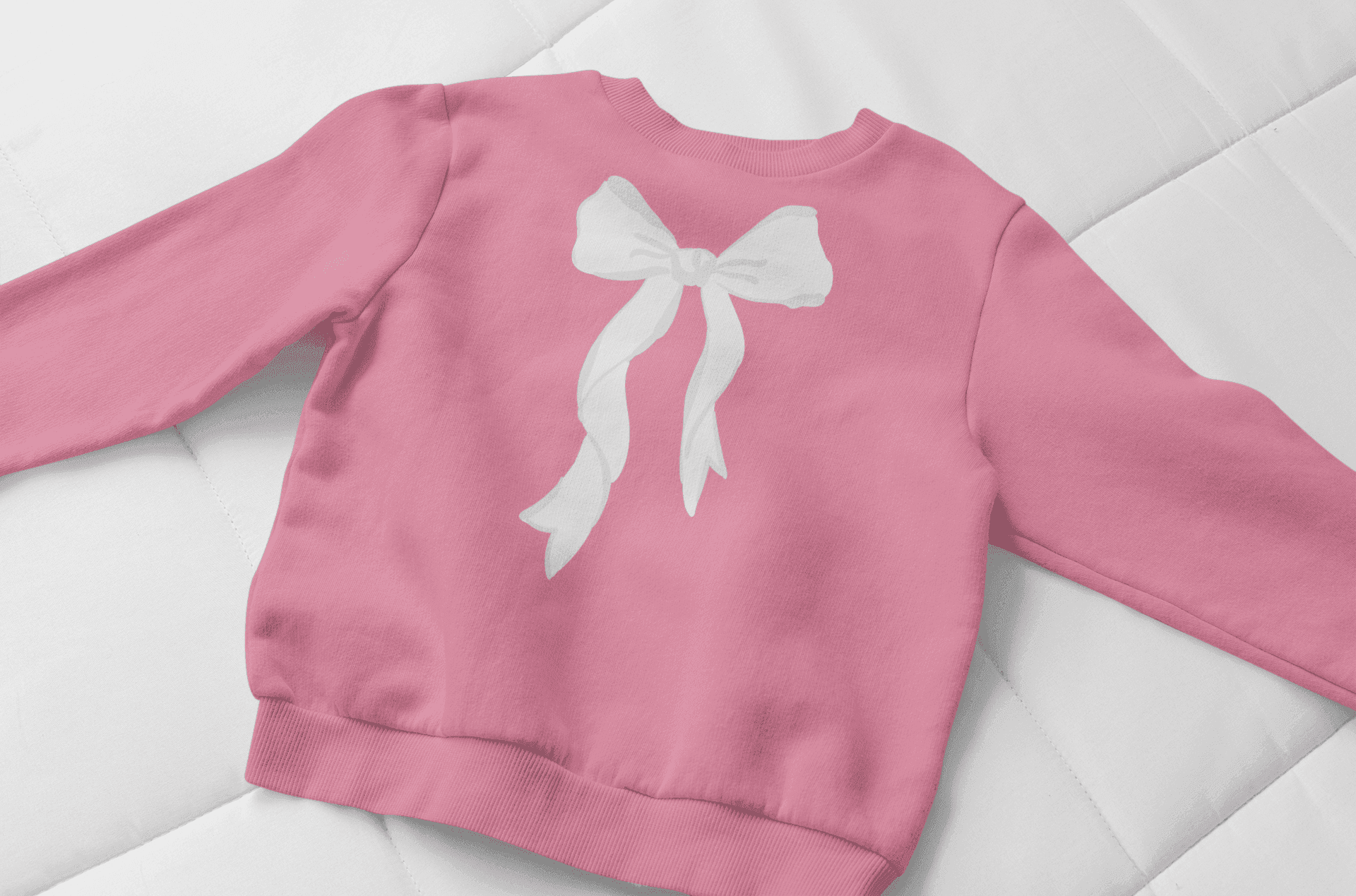 Pink & White Bow Youth Crewneck Sweatshirt - Sweet Style for Every Girl 💖 - Whippie's