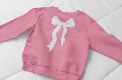 Pink & White Bow Youth Crewneck Sweatshirt - Sweet Style for Every Girl 💖 - Whippie's