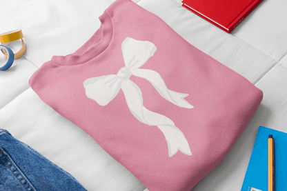 Pink & White Bow Youth Crewneck Sweatshirt - Sweet Style for Every Girl 💖 - Whippie's