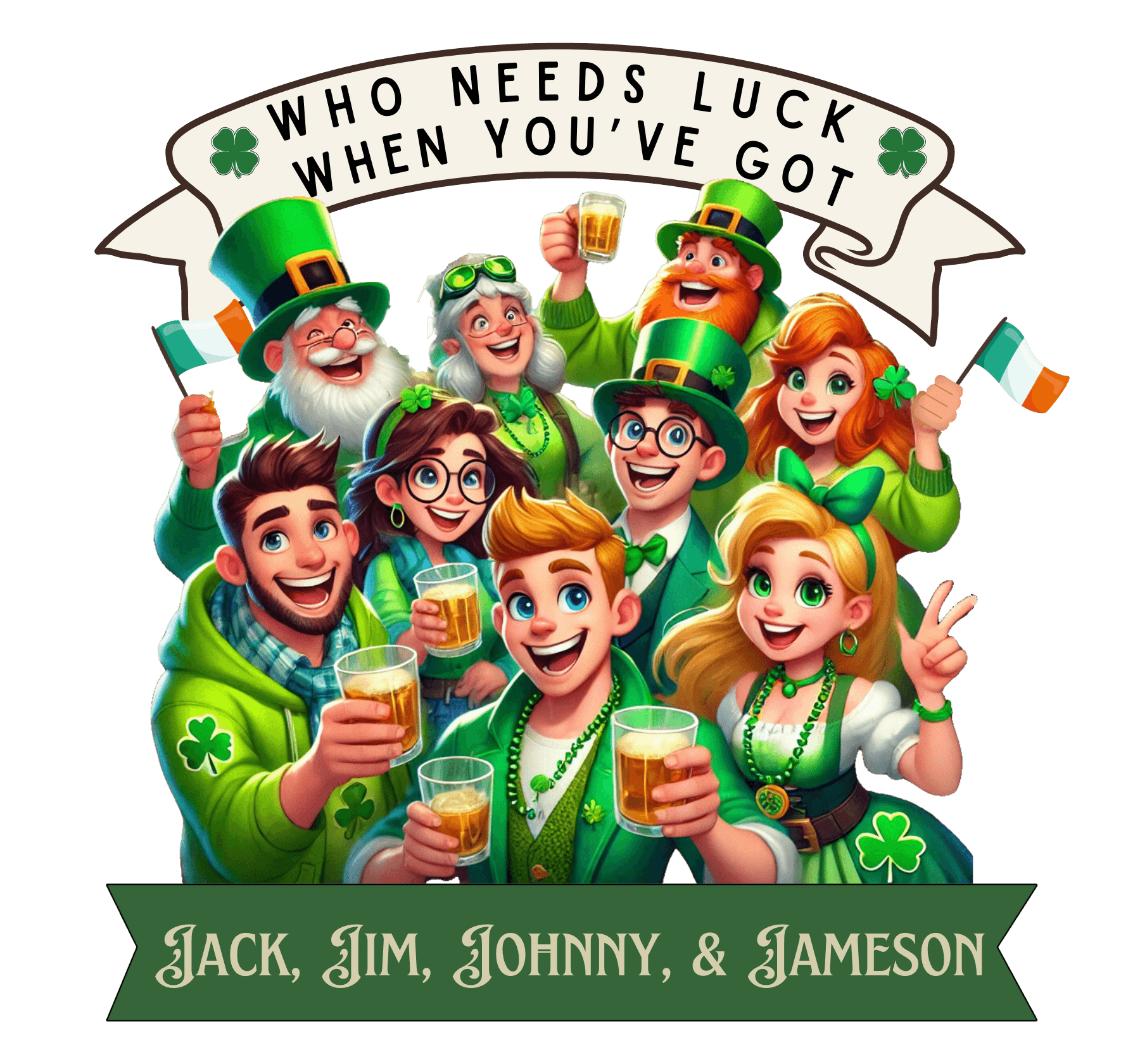 Whiskey Lovers St. Patrick's Day - Unisex Jersey Tee - Who Needs Luck? 🥃🍀 - Whippie's
