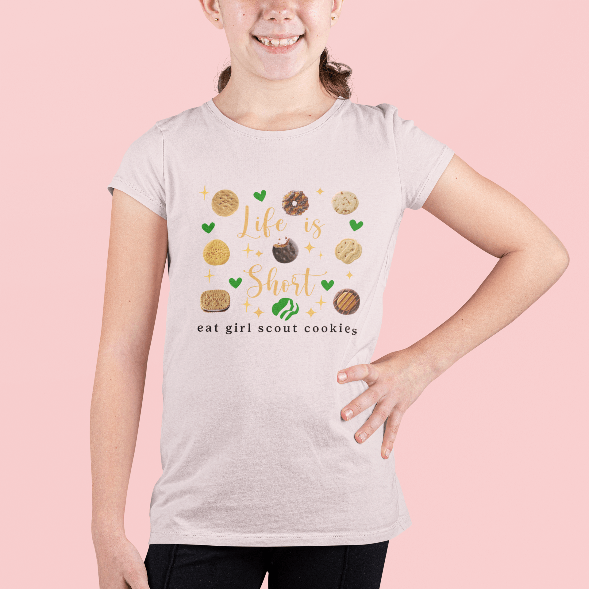 Life is Short, Eat Girl Scout Cookies Youth Tee 🍪❤️ - Whippie's