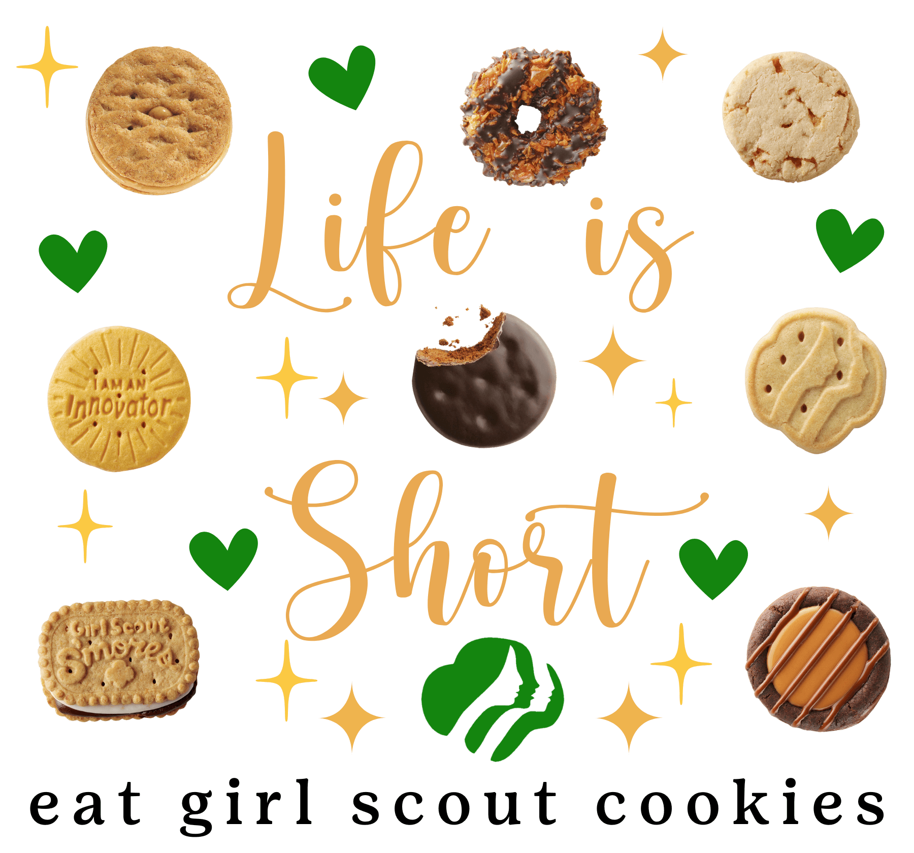 Life is Short, Eat Girl Scout Cookies Youth Tee 🍪❤️ - Whippie's