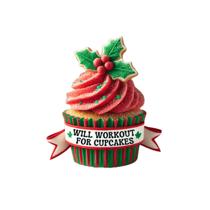 Will Workout for Cupcakes - Christmas Edition - Fuel Your Fitness! 🧁💪🎄 - Women's Softstyle Tee - Whippie's