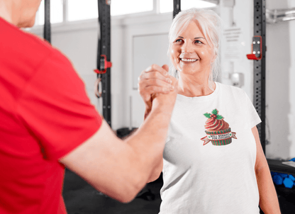 Will Workout for Cupcakes - Christmas Edition - Fuel Your Fitness! 🧁💪🎄 - Women's Softstyle Tee - Whippie's