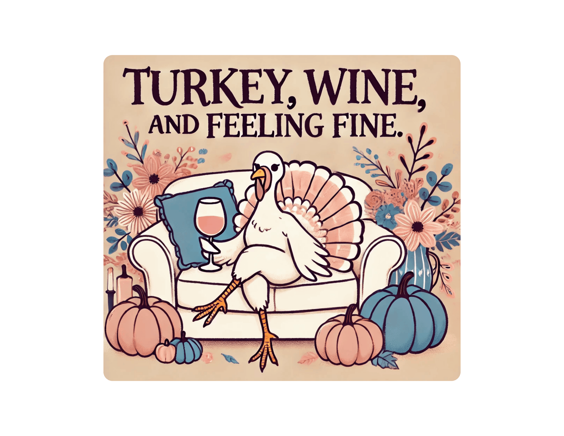 Turkey, Wine, Feeling Fine - Cheers to Thanksgiving! 🦃🍷 - Women's Softstyle Tee - Whippie's