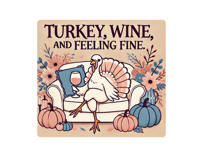 Turkey, Wine, Feeling Fine - Cheers to Thanksgiving! 🦃🍷 - Women's Softstyle Tee - Whippie's