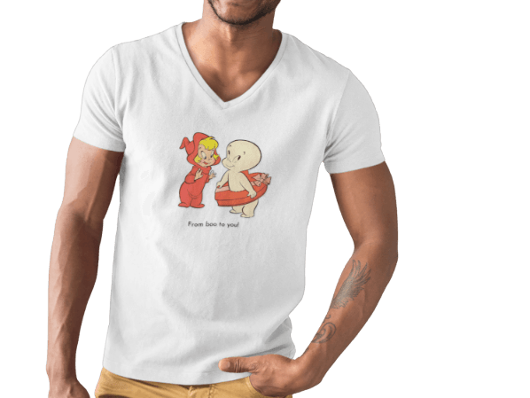 Boo to You! The Friendly Ghost's Sweetly Spooky Valentine ❤️👻 - Unisex Jersey Short Sleeve V-Neck Tee - Whippie's