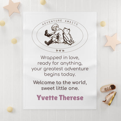 Adventure Awaits Classic Winnie the Pooh 🍯✨ Soft Fleece Baby Blanket - Personalizable - Whippie's