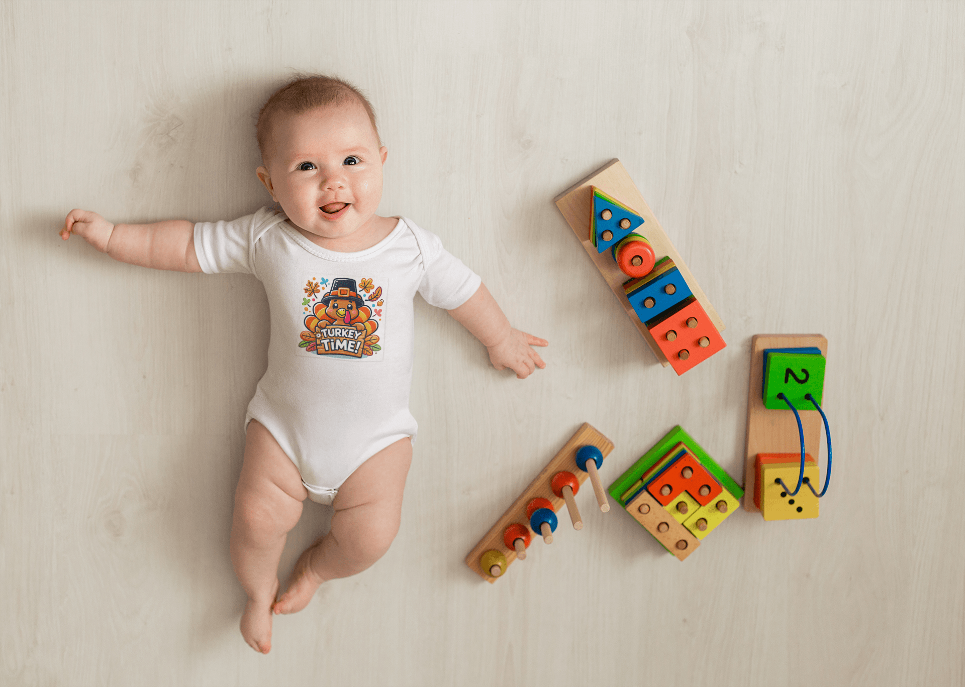 Thanksgiving Collection: “Turkey Time” Baby Onesie Time for Turkey! - Whippie's