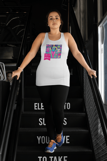 Dance Mom: You've Got This - Brunette Curvy Mom Flowy Racerback Tank - Whippie's
